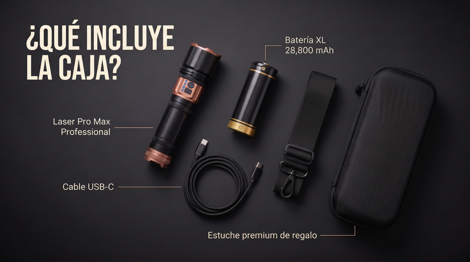 Linterna Laser Pro Max Professional | 28.800 mAh de Batería, Largo Alcance y Power Bank